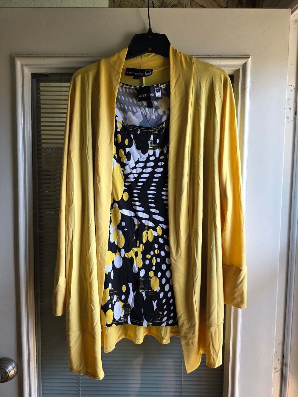 Antthony Original Open Cardigan And Tank Top Set Yellow Black Size Large